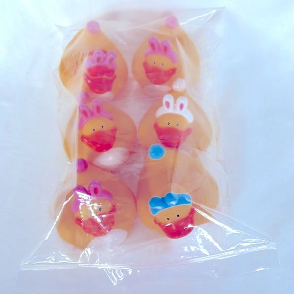 NWOT Set Of 6 Easter Rubber Duck With Bunny Ears - Picture 6 of 8